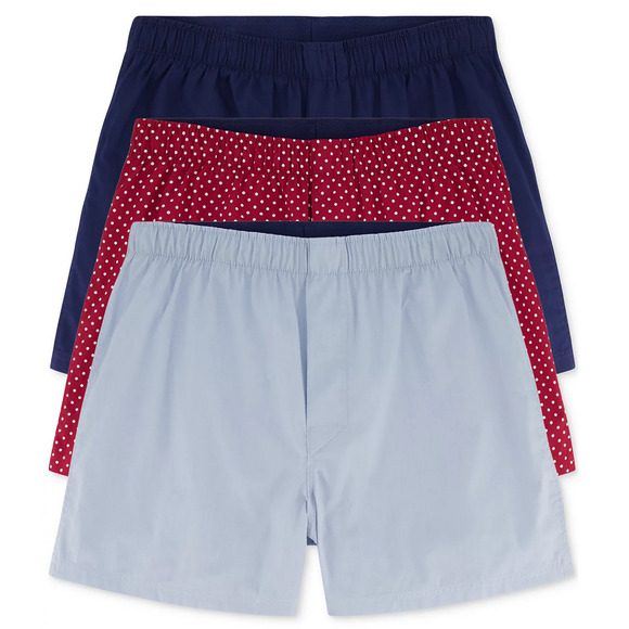 GAP Men 3-Pk Cotton Boxers Bleach Blue/Red Dot/Elysian Blue Size M - Picture 1 of 1